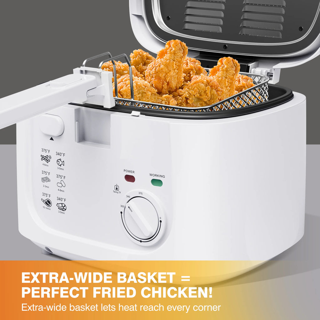 1500W Electric Deep Fryer with Adjustable Temperature Control, 2.5L Non-Stick Basket, Removable Lid for Easy Cleaning