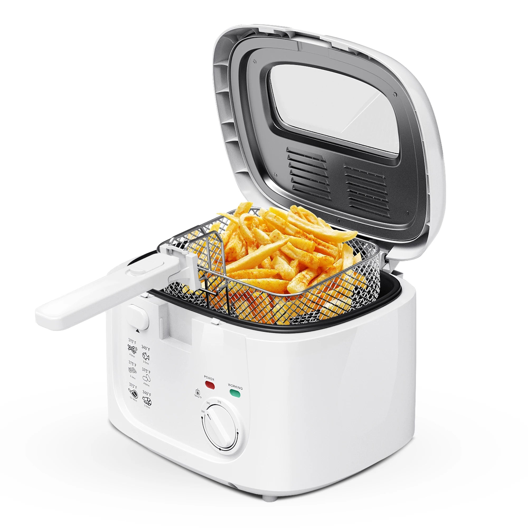 1500W Electric Deep Fryer with Adjustable Temperature Control, 2.5L Non-Stick Basket, Removable Lid for Easy Cleaning