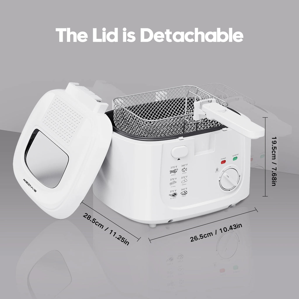 1500W Electric Deep Fryer with Adjustable Temperature Control, 2.5L Non-Stick Basket, Removable Lid for Easy Cleaning