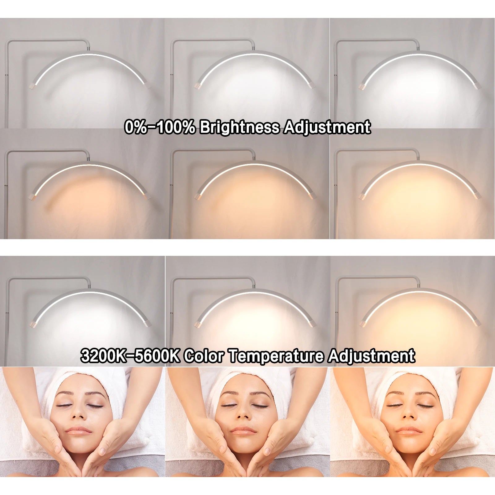 FOSOTO FT-Y9 28 Inch Led Lash Light Half-Moon Shaped Fill Lamp Video Light With Floor Tripod For Tattoo Beauty Salon Eyelash