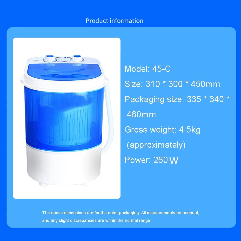 260W Large Washing Machine Portable with Dryer Bucket for Clothes Shoe Mini Washing Machines Automatic Sock Underwear Washer UK