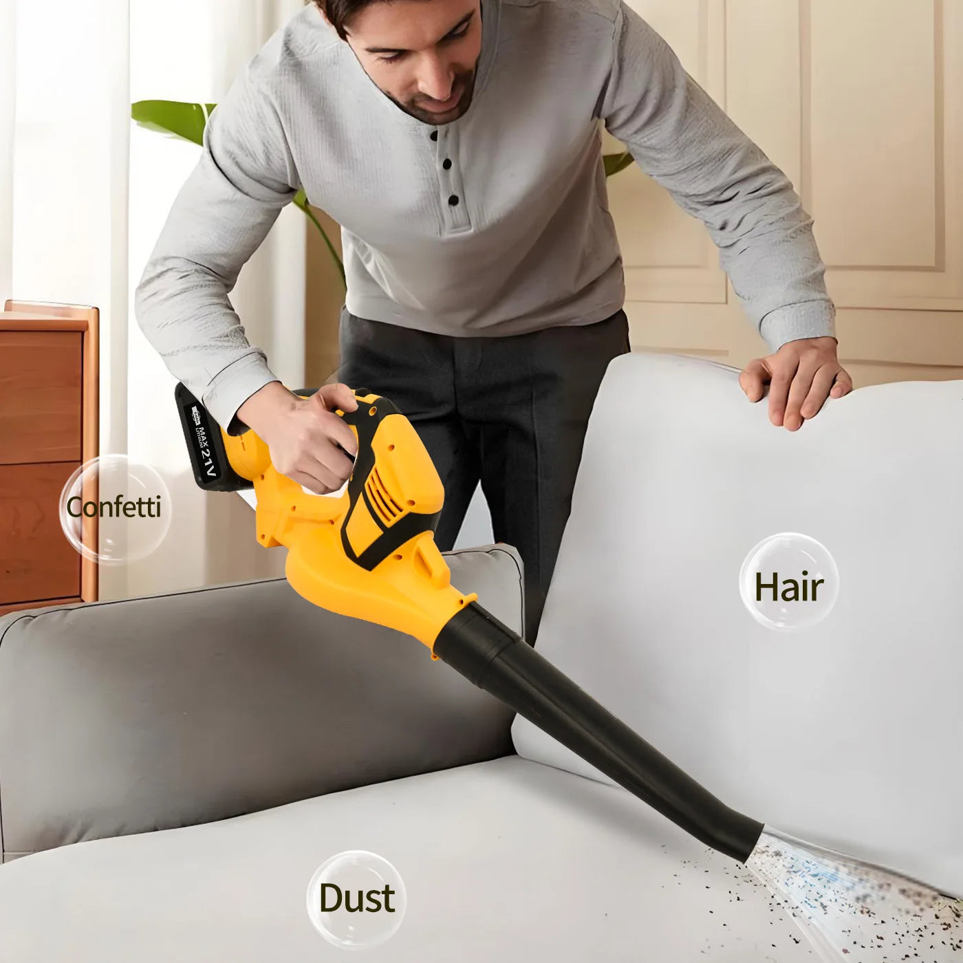 Cordless Electric Leaf Blower 140 MPH Brushless 2 in 1 Cleaner Power Tool Handheld 2x 21V Battery-Powered 3000mAh and Charger