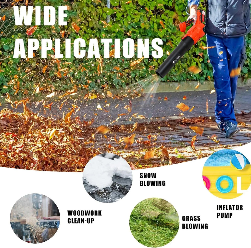 OUTIGO Cordless Leaf Blower, Leaf Blower with 2 * 4.5Ah Batteries and 2 Tubes, Powerful Lightweight Handheld Garden Leaf Blower