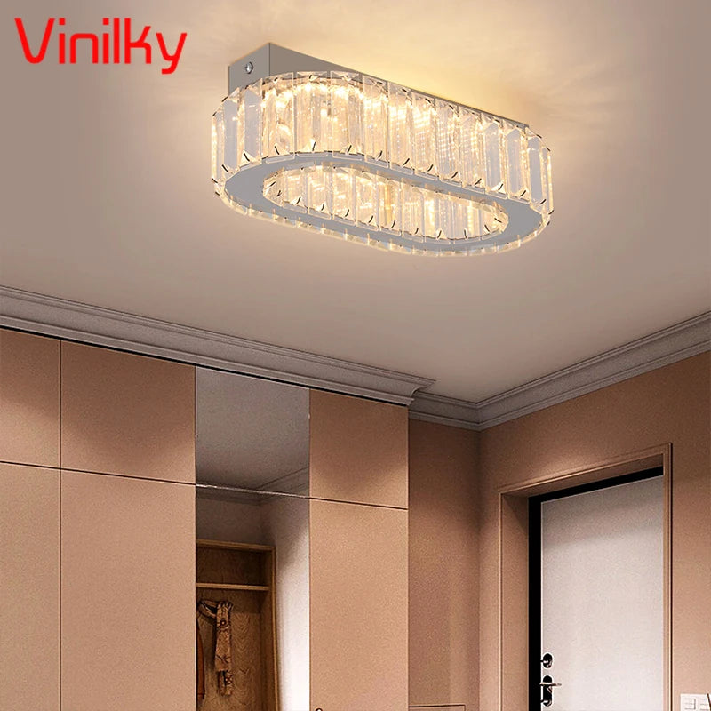 Modern Crystal Led Ceiling Lamp Hotel Lobby Dinning Room Ceiling Chandelier Light Fixture Home Decoration Pendant Lights Lustres
