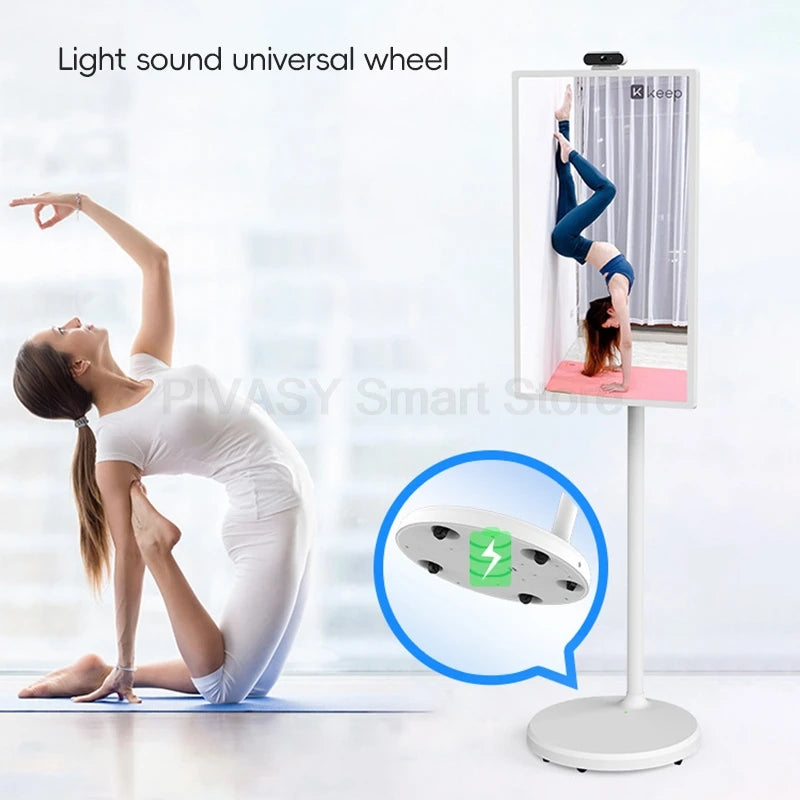 Multi-sized Touch Screen Smart TV For Fitness Wireless Casting External Camera Portable Adjustable Height Interactive Monitor