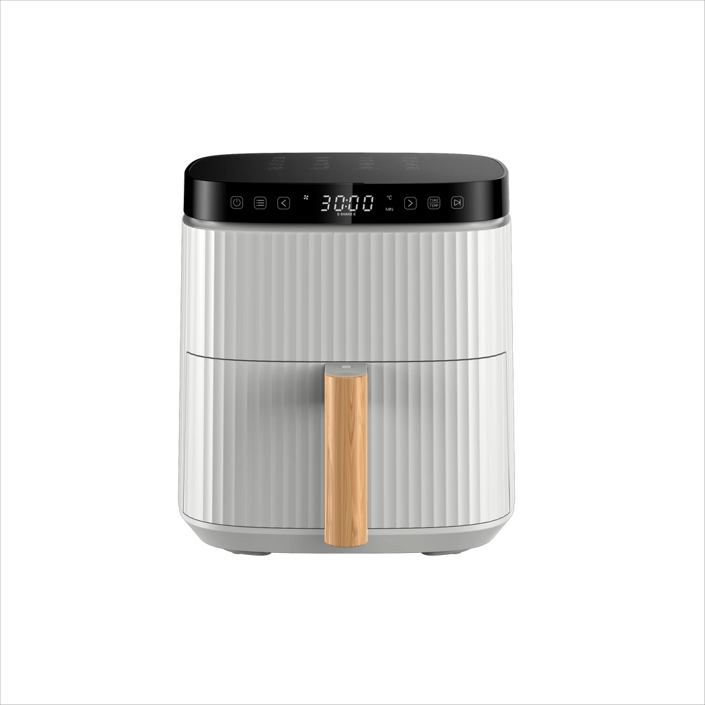 White Electric Air Fryer - Modern Professional Fryer with Auto-Off (5.5L XL Capacity,1500W Rapid Air Technology, 8 Preset Menus）