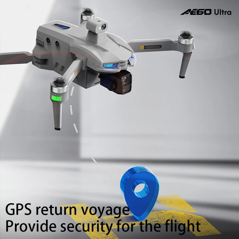 The 2025 New AE60 Ultra-Professional Drone, equipped with an 8K camera, GPS positioning, a three-axis gimbal, obstacle avoidance