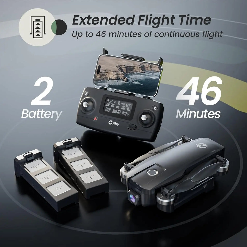 Holy Stone HS720E 4K Drone: Remote ID,  46min Flight, 5GHz FPV, 130° FOV, 4K/30FPS, Brushless, Auto Return, Follow,GPS,C0.