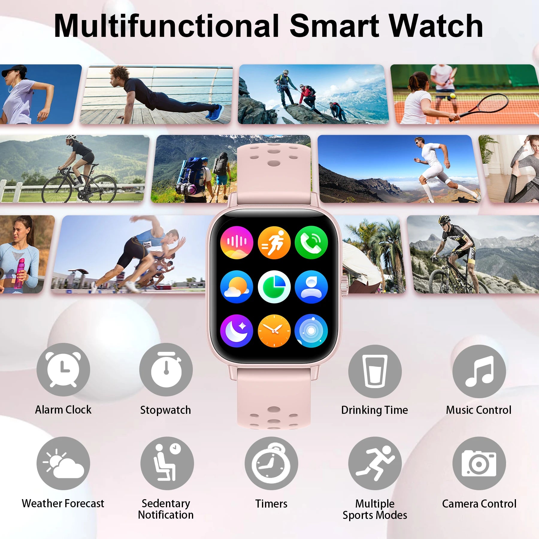 Smart Watch-Call & Message Alerts,1.85"Full Touchscreen Fitness Tracker/Pedeter/100+ Sports Tracker Watch,Gift for Family