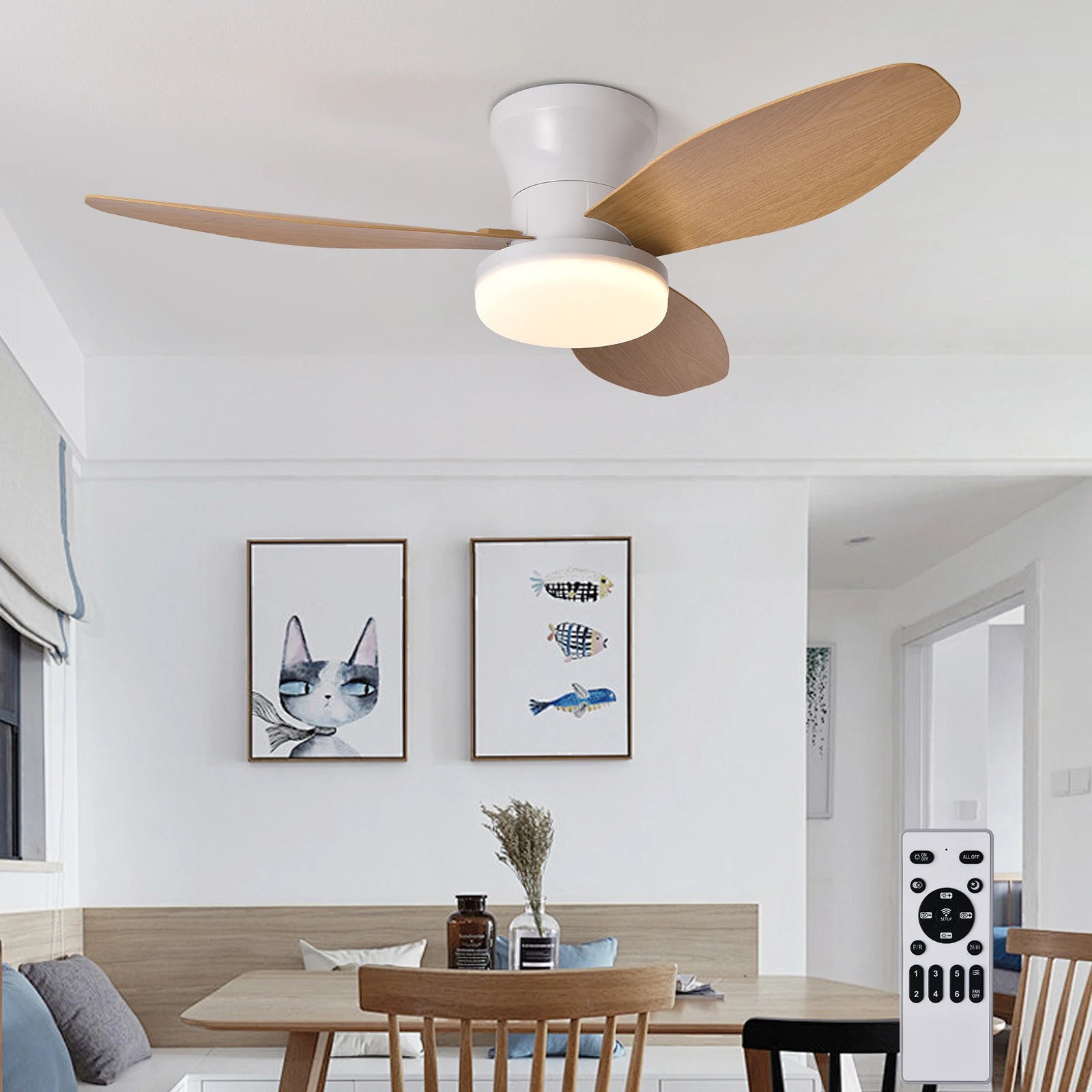 Ceiling fan with light casa inteligente socket fan light ventilatore da soffitto con luce de techo con luz silenciosos led cold