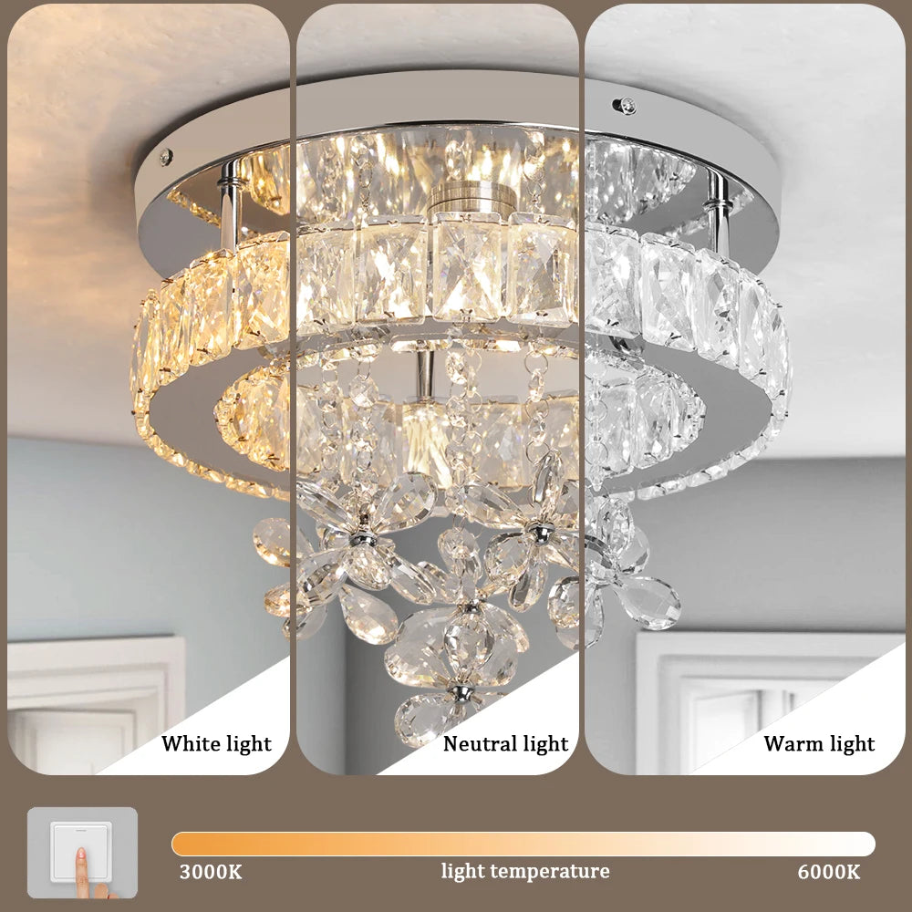 Modern Crystal LED Ceiling Lamp Pendant Lighting Living Dining Room Decor Chandelier Fixtures Aisle Stair Lustre
