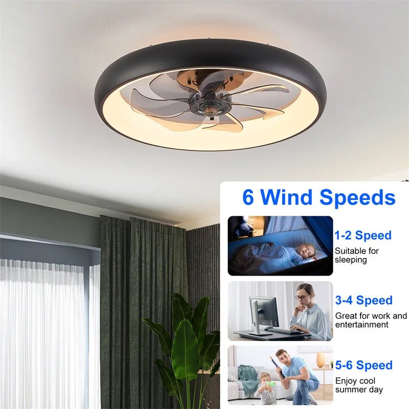 Modern Ceiling Fans Lamp Led Fan Light RC Dimmable Summer Winter Energy Conservation Fan Lamps 6 Level Luminaire Home Appliance
