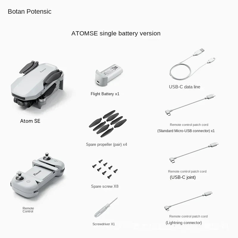 Potensic ATOM SE GPS Drone Single Axis Gimbal 4K HD Camera Drones with Carry Bag Under Max 4KM for Adults and Beginners Dron Toy
