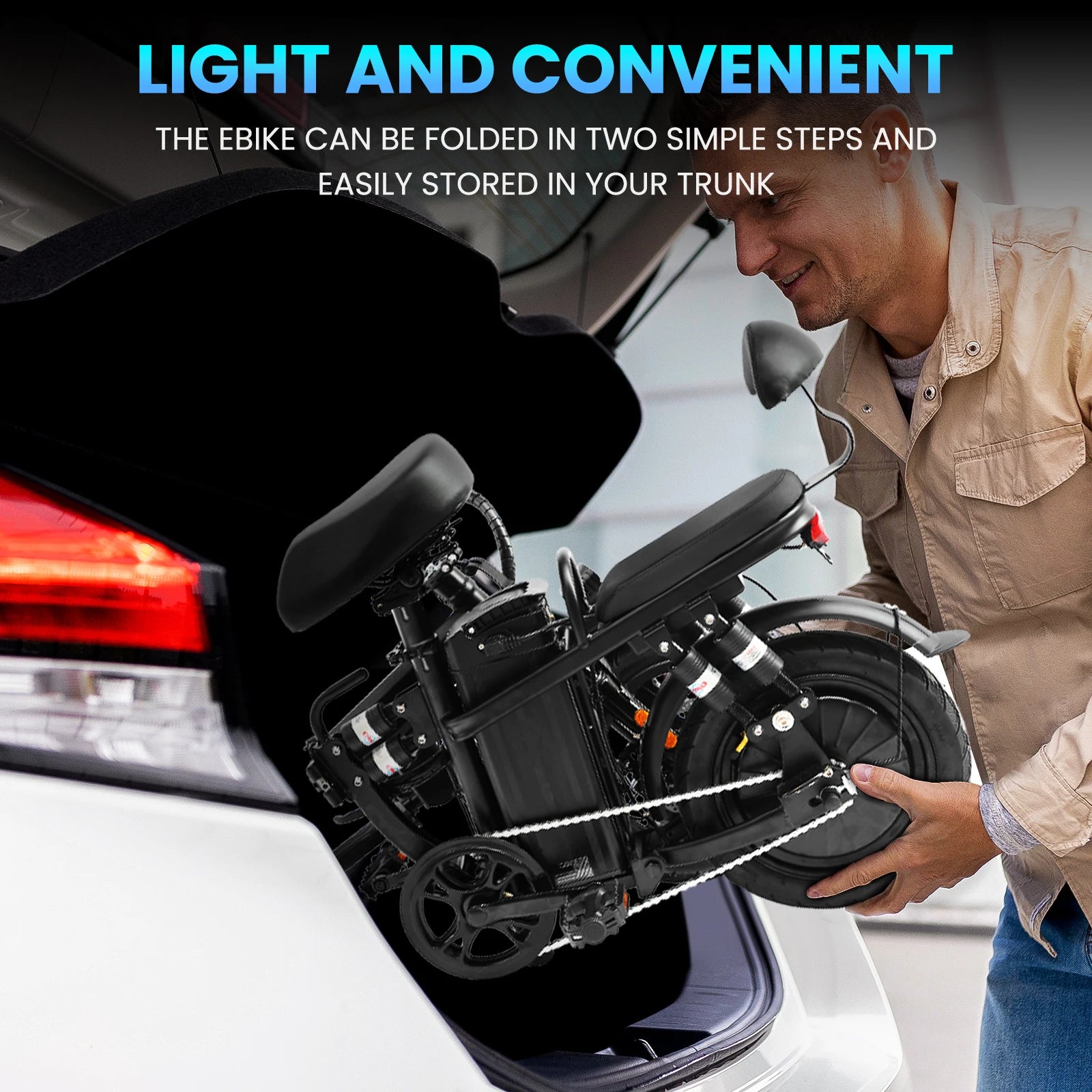 48V/500W Disc Brake Adult Foldable Electric Bicycle 14inch Tubeless Tire 20mile/h Max Speed Fit Riders Up To 70 Inches In Height