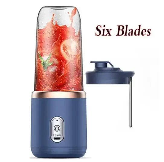 6 Blades Electric Juicer Cup 2 Cups For Travel Portable Juicer Mixer Usb Charge Fresh Fruit Juice Personal Blender Smoothie