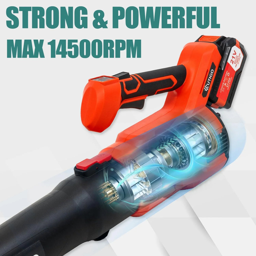 OUTIGO Cordless Leaf Blower, Leaf Blower with 2 * 4.5Ah Batteries and 2 Tubes, Powerful Lightweight Handheld Garden Leaf Blower