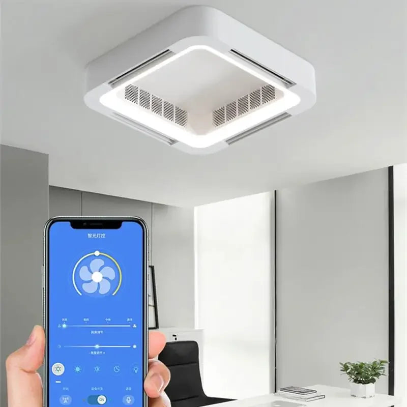 Modern Simple Smart App Ceiling Fan Lamp with LED Light Remote Control Invisible Silent Fan Light Bedroom Living Room Office Fan