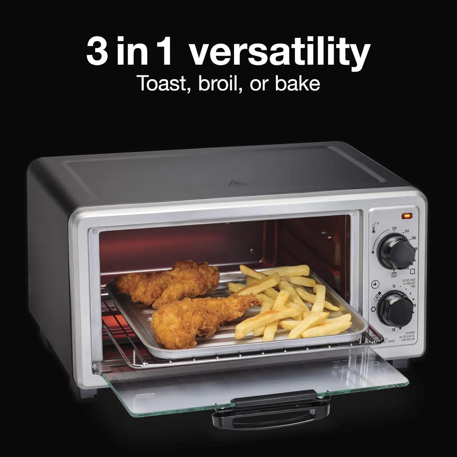 Proctor Silex 4 Slice Countertop Toaster Oven, Multi-Function with Bake, Toast and Broiler, 1100 Watts, 30 min timer and auto-sh