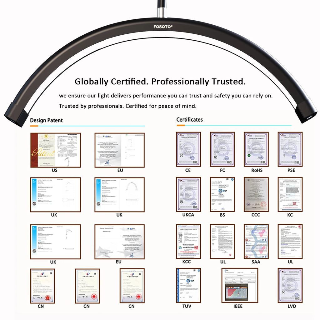 FOSOTO FT-Y9II Arch Led Lash Light Ring Light Half Moon LED Lamp Stream Floor Video Lamp for Beauty Salon Makeup Live Streaming