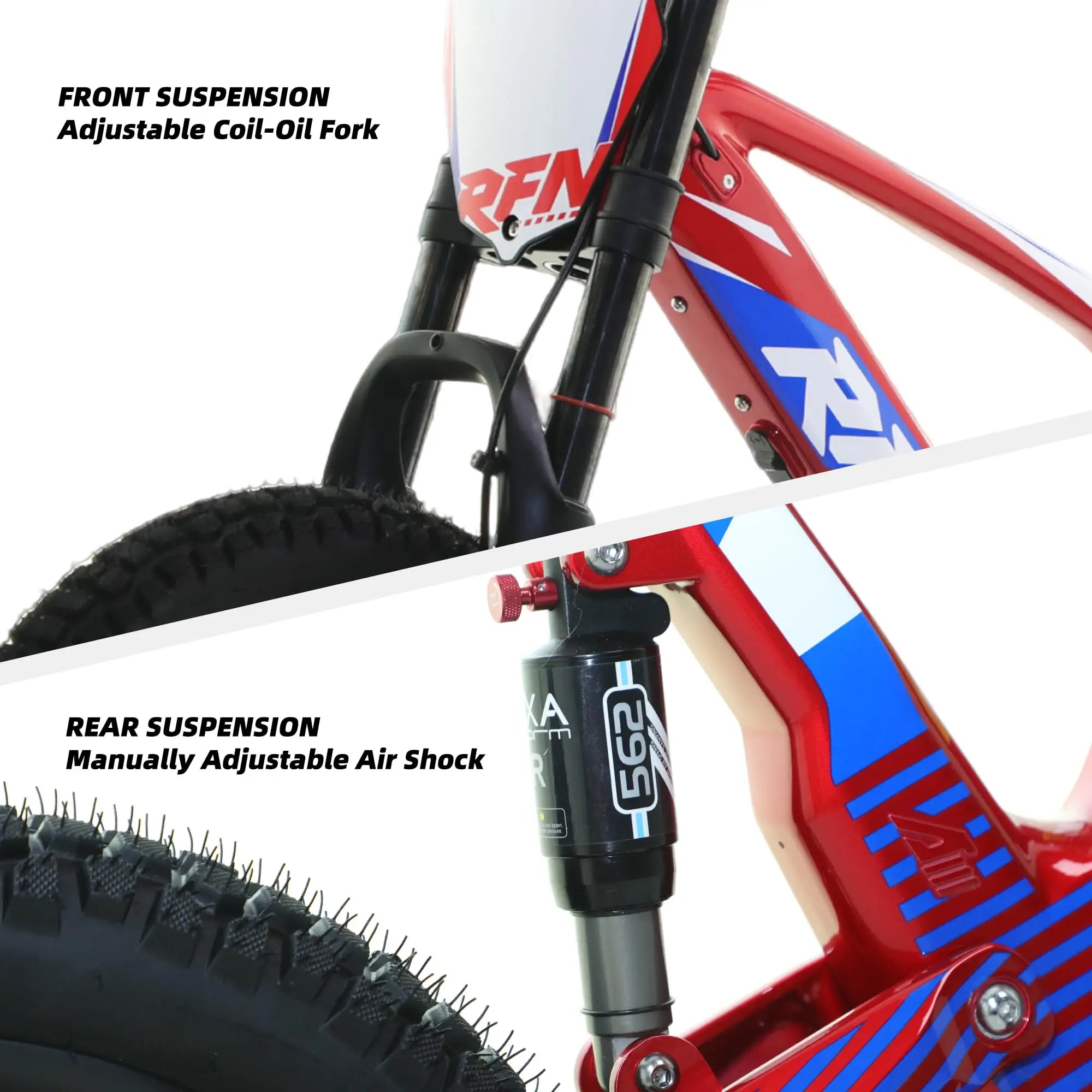 RFN Racing 20 Electric Dirt Bike For Kids-800W Jump Bike With Lightweight Aluminum Frame 24.2-Mile Range for Ages 12+