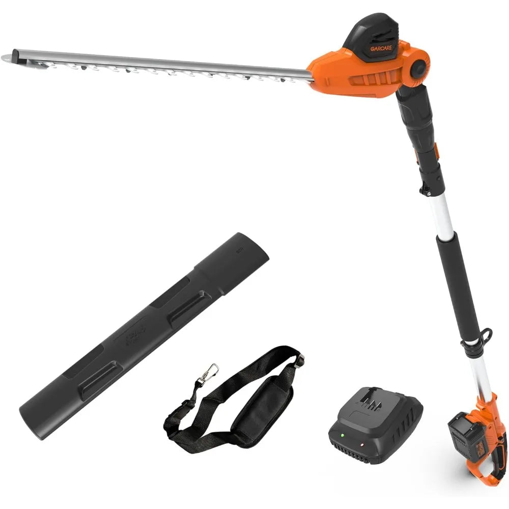 Hedge Trimmers Cordless with Battery - Pole Hedge Trimmer with 20V 4.0Ah Li-Ion Battery & Quick Charger, 450mm Laser Cut Blade