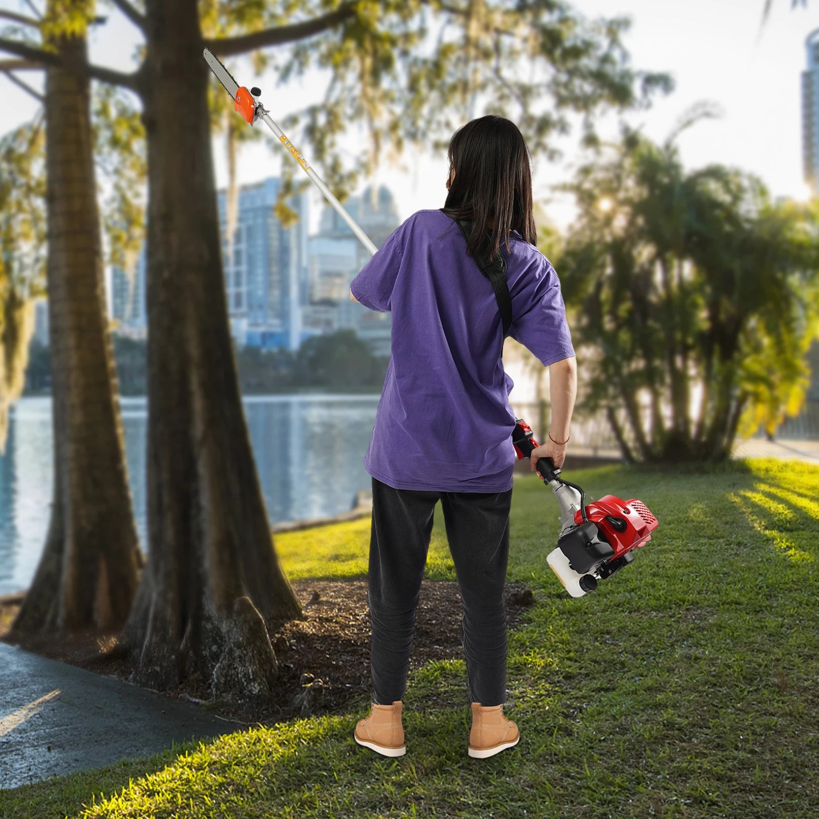 Electric Pruning Chain Saw. Tree Branch Pruner with Goggle, Long Pruning Chain Saw for Tree Pruning for Gardens