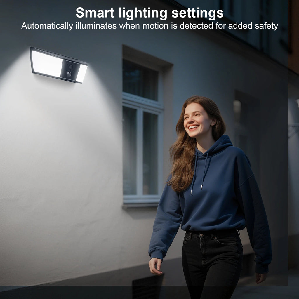 2K Solar Camera Wall Light 2.4G Outdoor WIFI Camera Home Protection Security Camera Battery Cam Color Night Vision Local Alarm