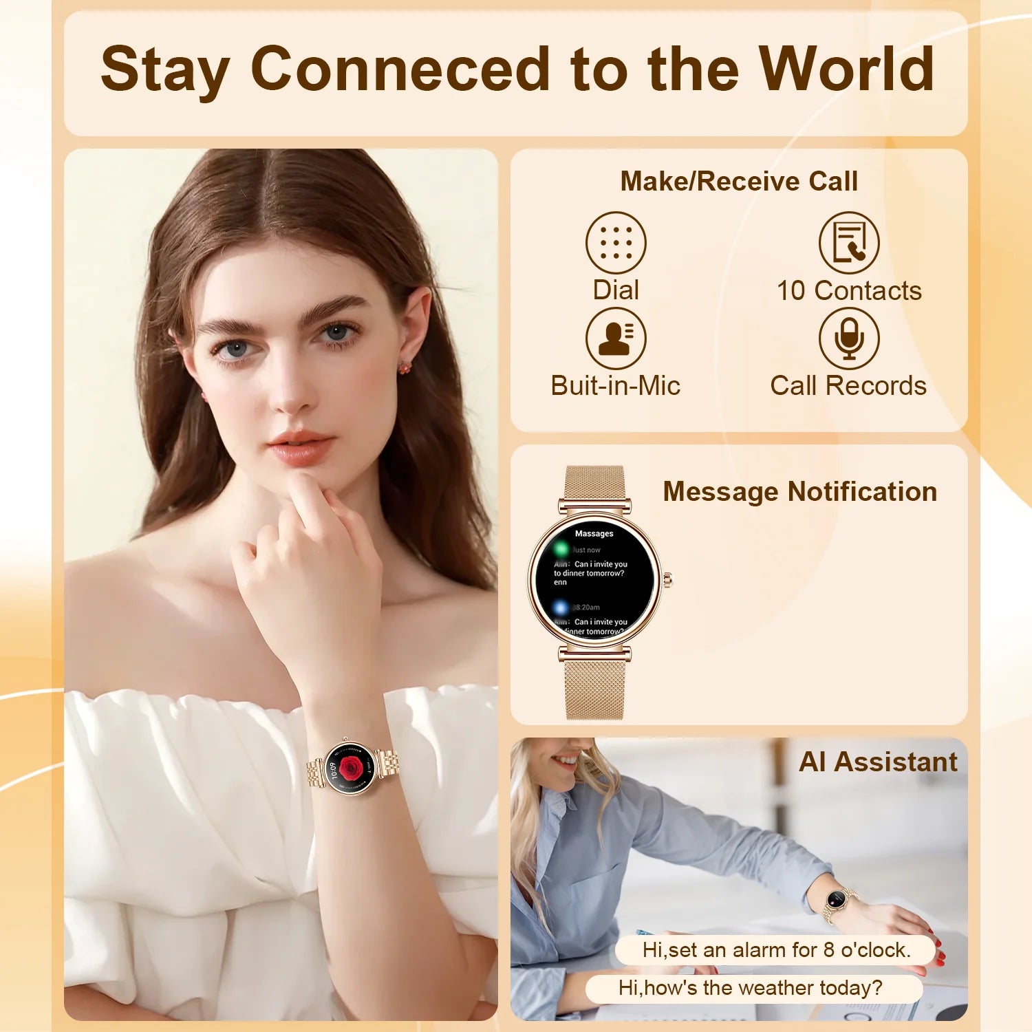 1.27inch Women's Smart Watch Wireless Call (Pick/Refund Connection Phone), Various Fitness Activities Track Sports Model/Artificial Intelligence Voice/Culator, Compatible with Android Iphone, Gift for Best Friend