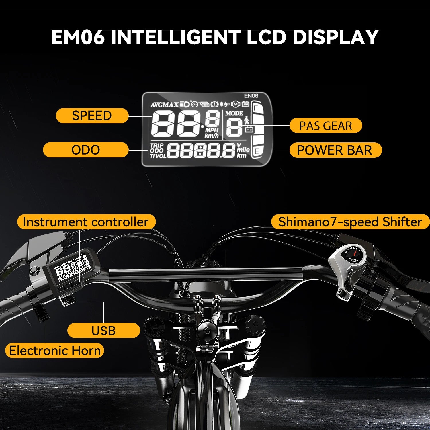 1500W Peak 20" Fat Tire All-Terrain E-Bike 80+Miles 30MPH Electric Dirt Bike for Road Sand Mountain Snow motorcycle