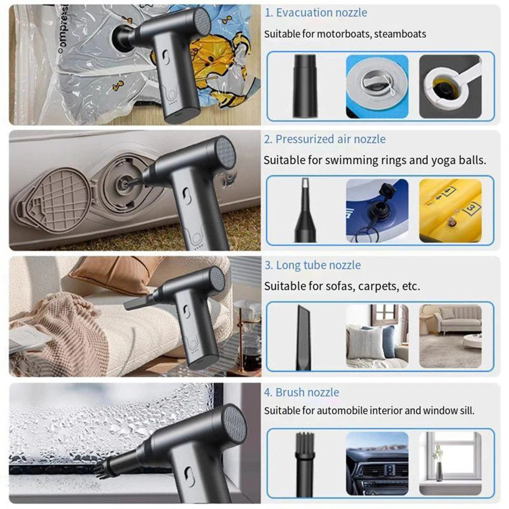 Electric Duster 110000 RPM 4000mAh 2 in 1 Air Blower & Vacuum Cleaner Rechargeable Jet Dry Blower for Keyboard Computer Cleaning