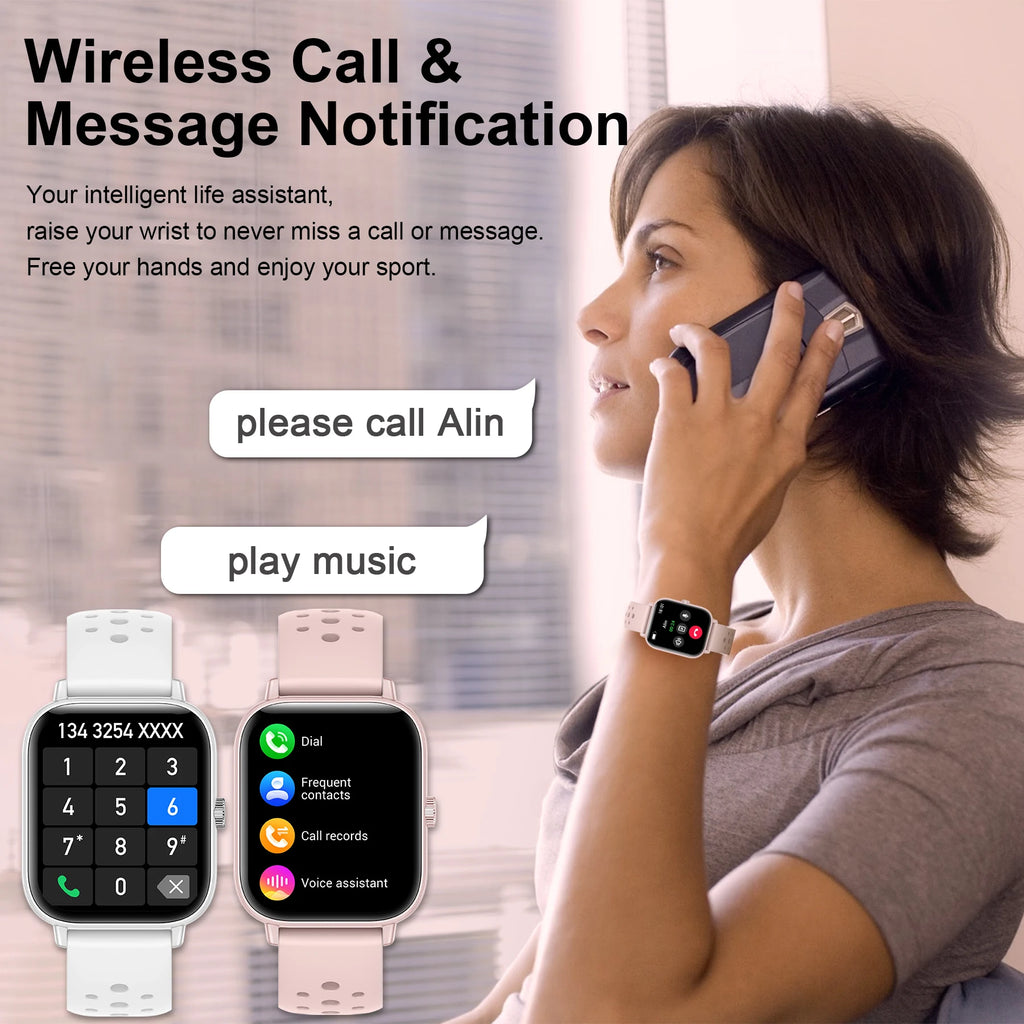 Smart Watch-Call & Message Alerts,1.85"Full Touchscreen Fitness Tracker/Pedeter/100+ Sports Tracker Watch,Gift for Family