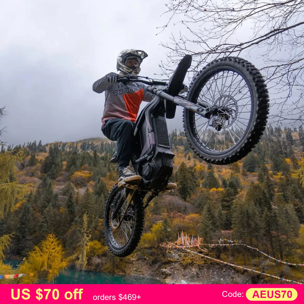HEZZO 8000W Electric Dirt Bike 72v 35Ah Electric Bike Middrive Rerode R1 Ebike Off Road E Moto 53MPH 75 Miles Long Range 440NM