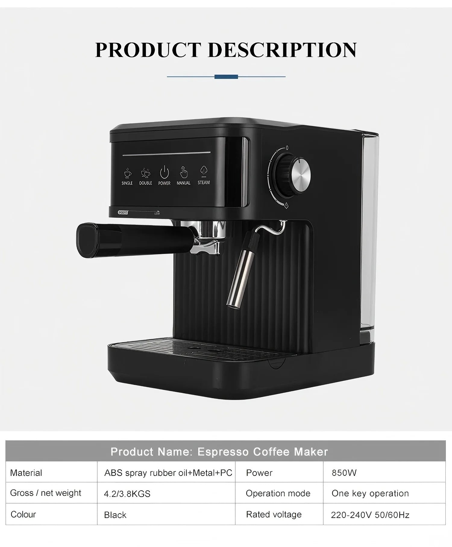 Home Coffee Machine 20Bar Pump Pressure Energy Saving Self-Cleaning Portable Small Coffee Grinder Machine for Home Office