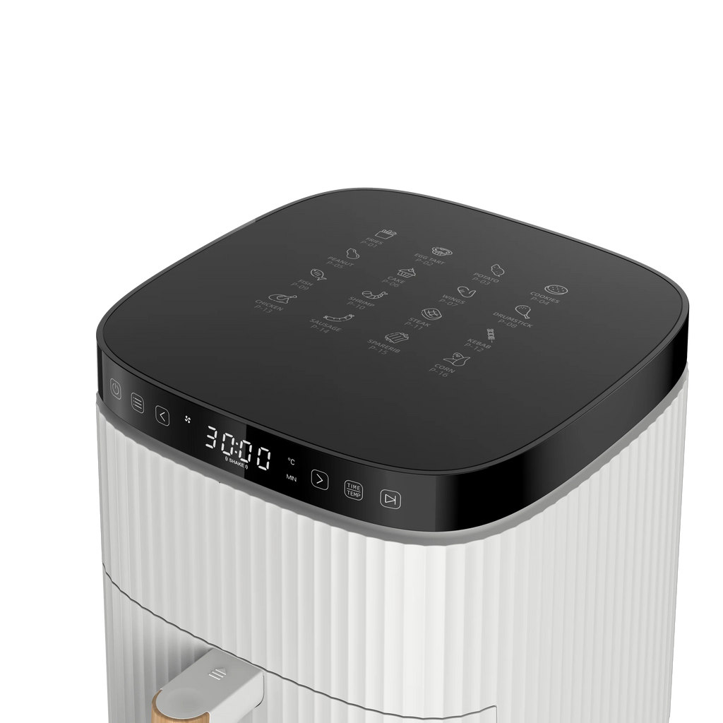 White Electric Air Fryer - Modern Professional Fryer with Auto-Off (5.5L XL Capacity,1500W Rapid Air Technology, 8 Preset Menus）