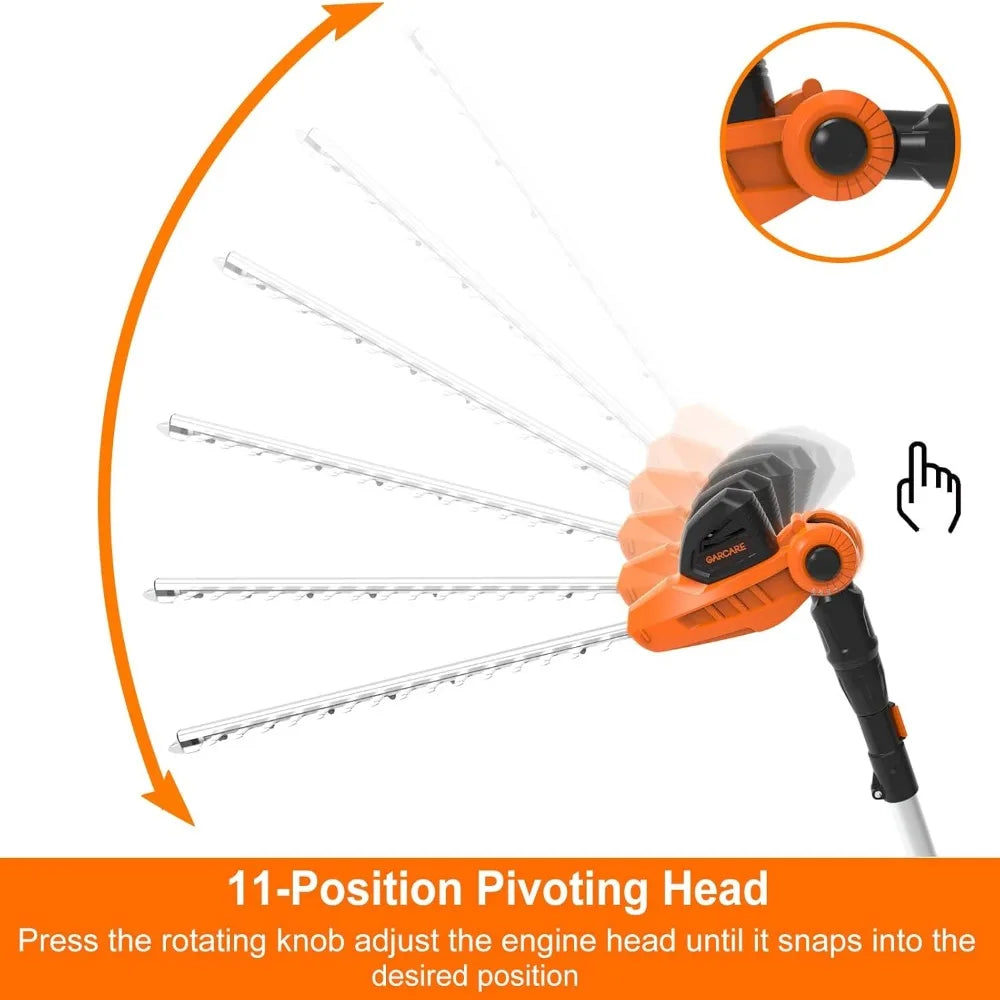 Hedge Trimmers Cordless with Battery - Pole Hedge Trimmer with 20V 4.0Ah Li-Ion Battery & Quick Charger, 450mm Laser Cut Blade