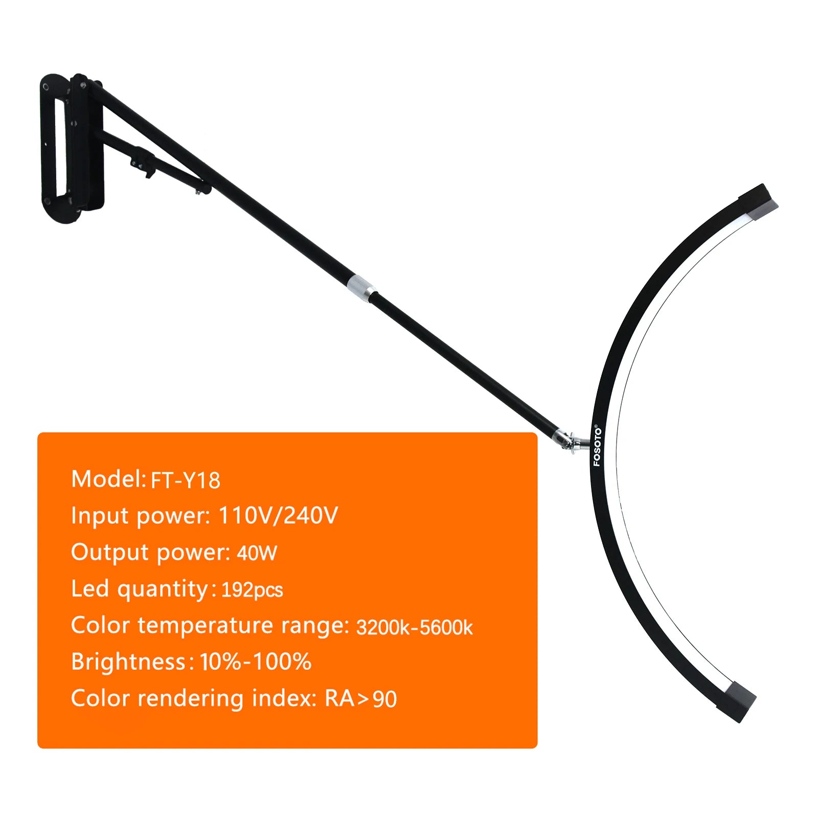 FOSOTO Wall Mounted Half Moon Lamp Photographic Fill Light LED Ceiling Light for Barbershop Eyelashes Nail Tattoo Beauty Salon