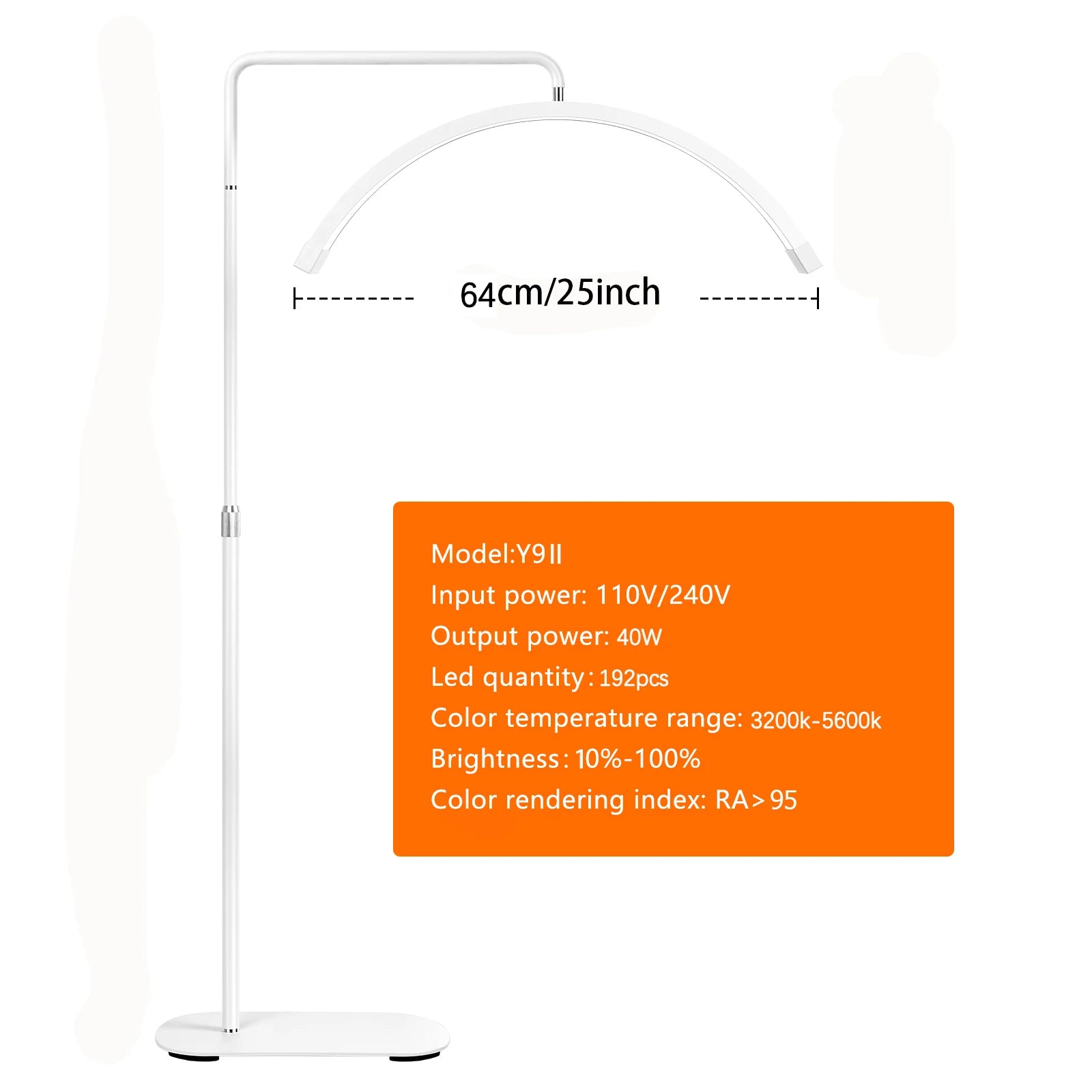 FOSOTO FT-Y9II Arch Led Lash Light Ring Light Half Moon LED Lamp Stream Floor Video Lamp for Beauty Salon Makeup Live Streaming