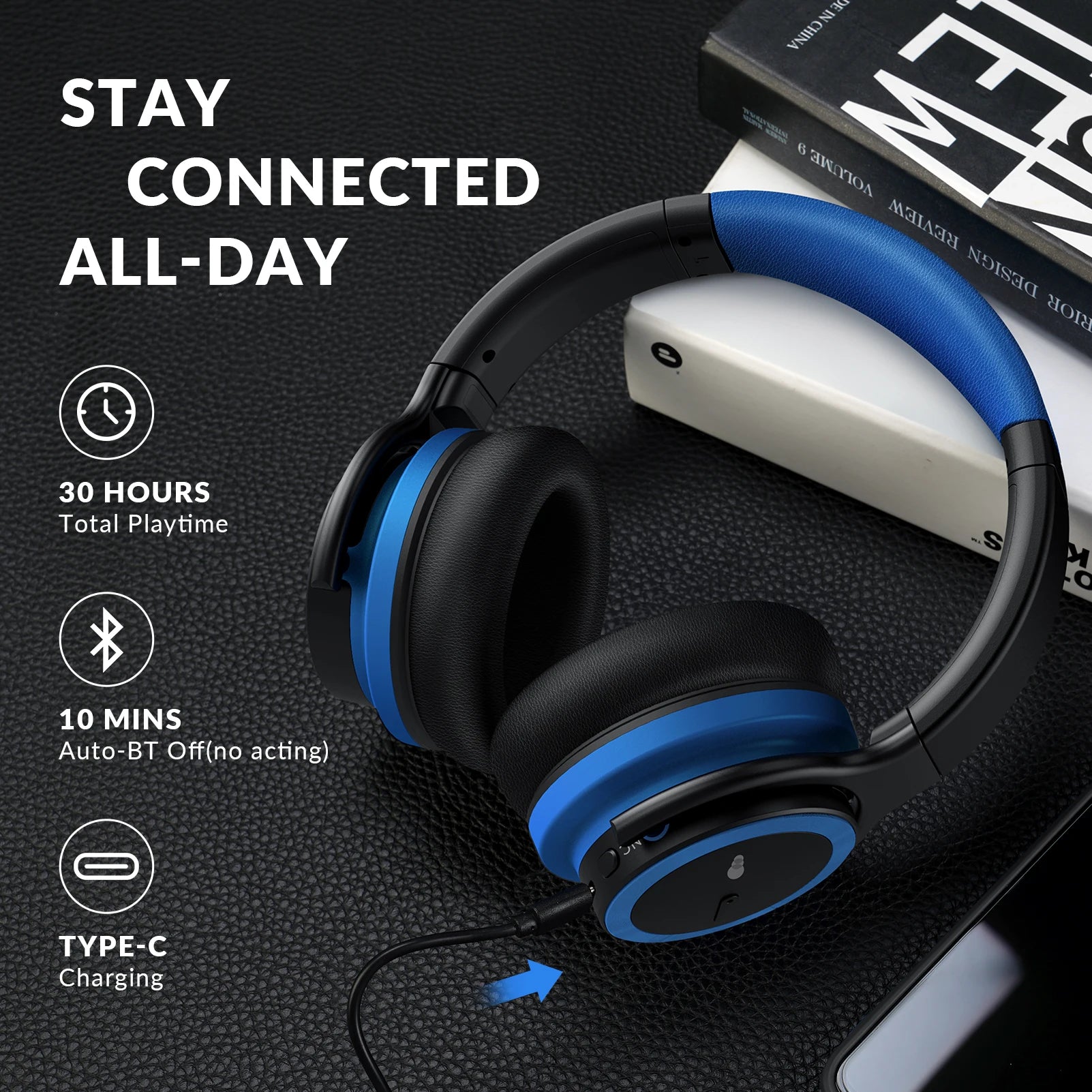 E7BPRO Active Noise Cancelling Wireless Headphones, Over-Ear Headphones with Mic, Rich Deep Bass, Long Battery Life