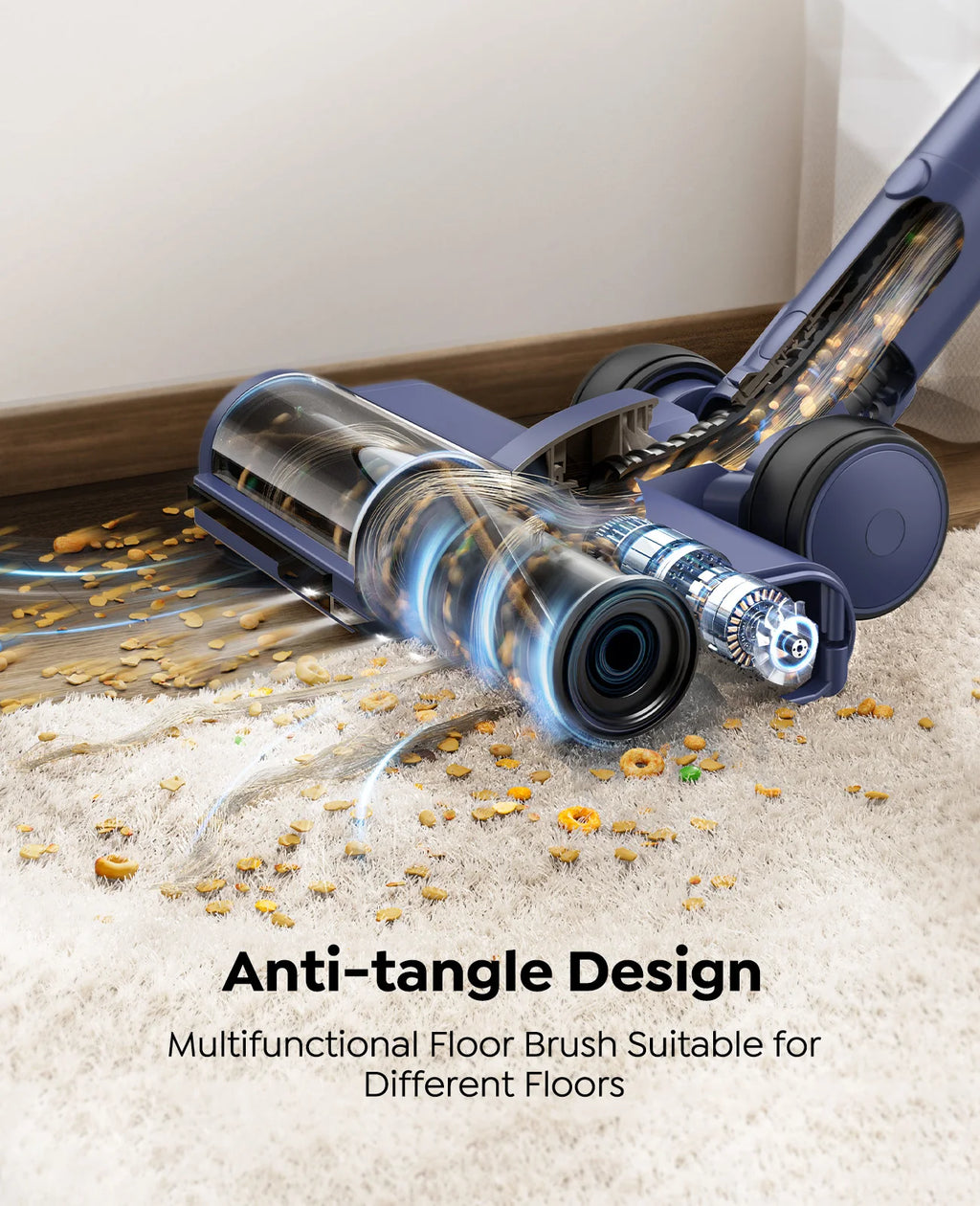 Laresar V11 650W 75000PA Ultra-Strong Cordless Vacuum Cleaner,90 Min Long Runtime,Removable Battery & Smart Display Vacuum