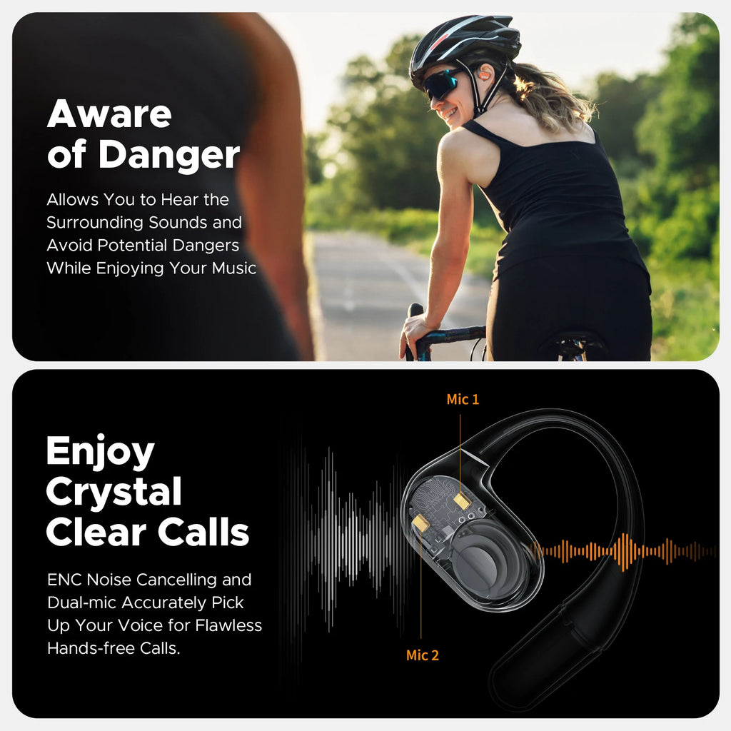 Truefree O2 Open Ear Headphones Bluetooth Wireless Earbuds with Directional Acoustics, IPX5, Multipoint Connection,App Control