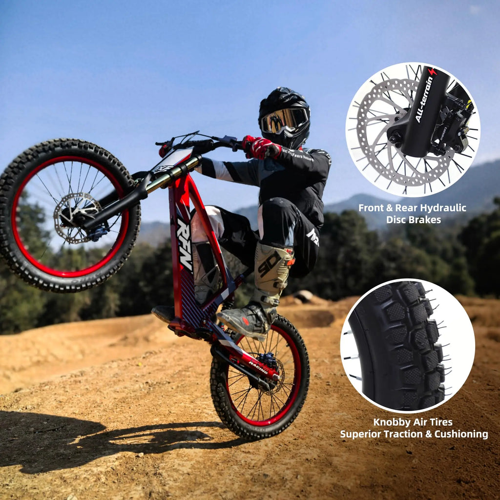 RFN Racing 20 Electric Dirt Bike For Kids-800W Jump Bike With Lightweight Aluminum Frame 24.2-Mile Range for Ages 12+