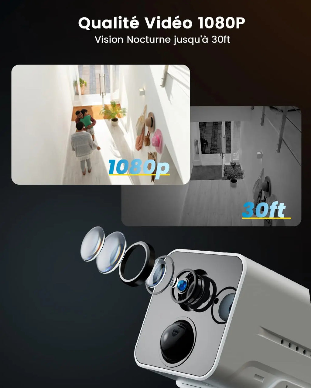 ieGeek Wireless Indoor WiFi Surveillance Camera – 1080P Surveillance Camera on Batteries AI/PIR Motion Detection, Night Vision,