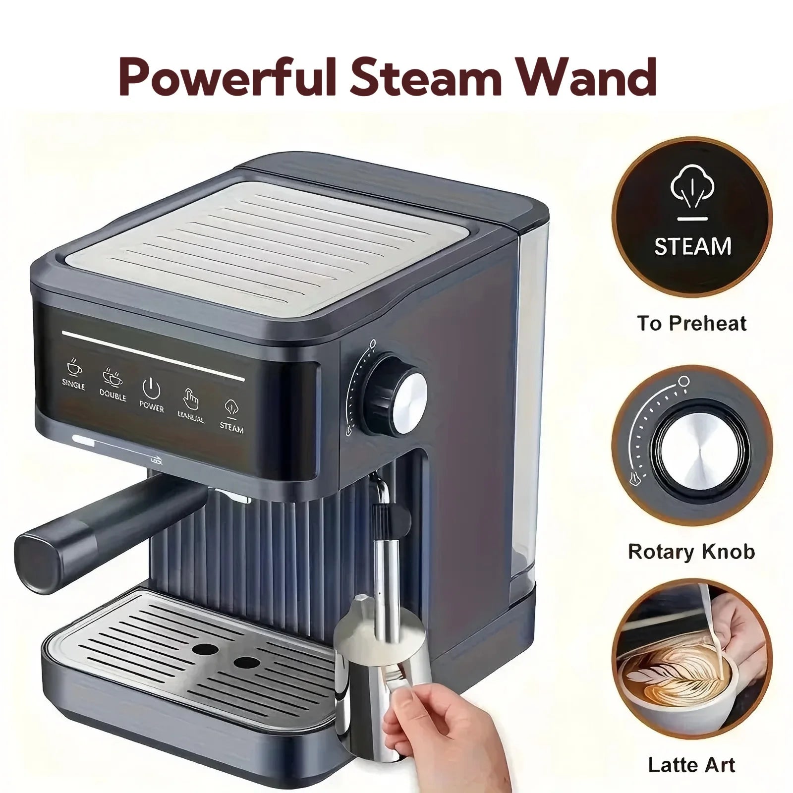 Home Coffee Machine 20Bar Pump Pressure Energy Saving Self-Cleaning Portable Small Coffee Grinder Machine for Home Office