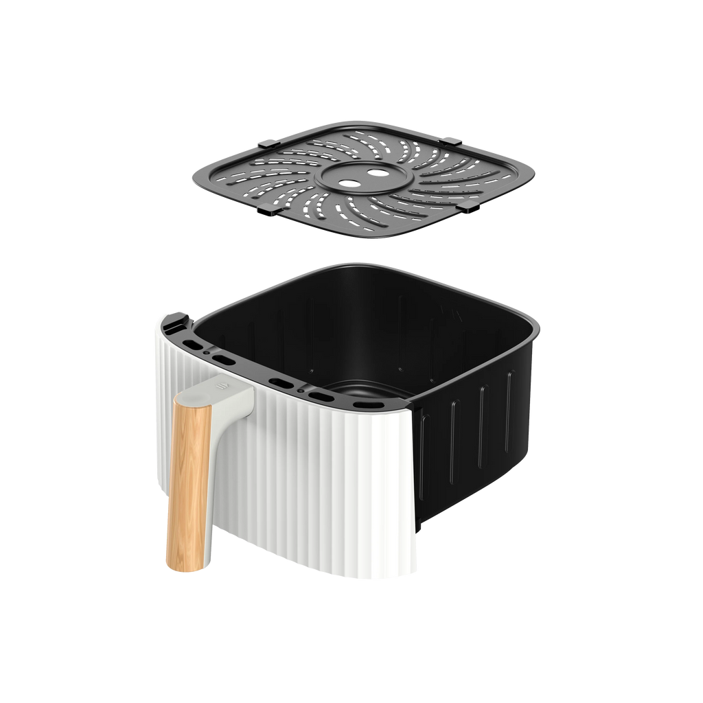 White Electric Air Fryer - Modern Professional Fryer with Auto-Off (5.5L XL Capacity,1500W Rapid Air Technology, 8 Preset Menus）