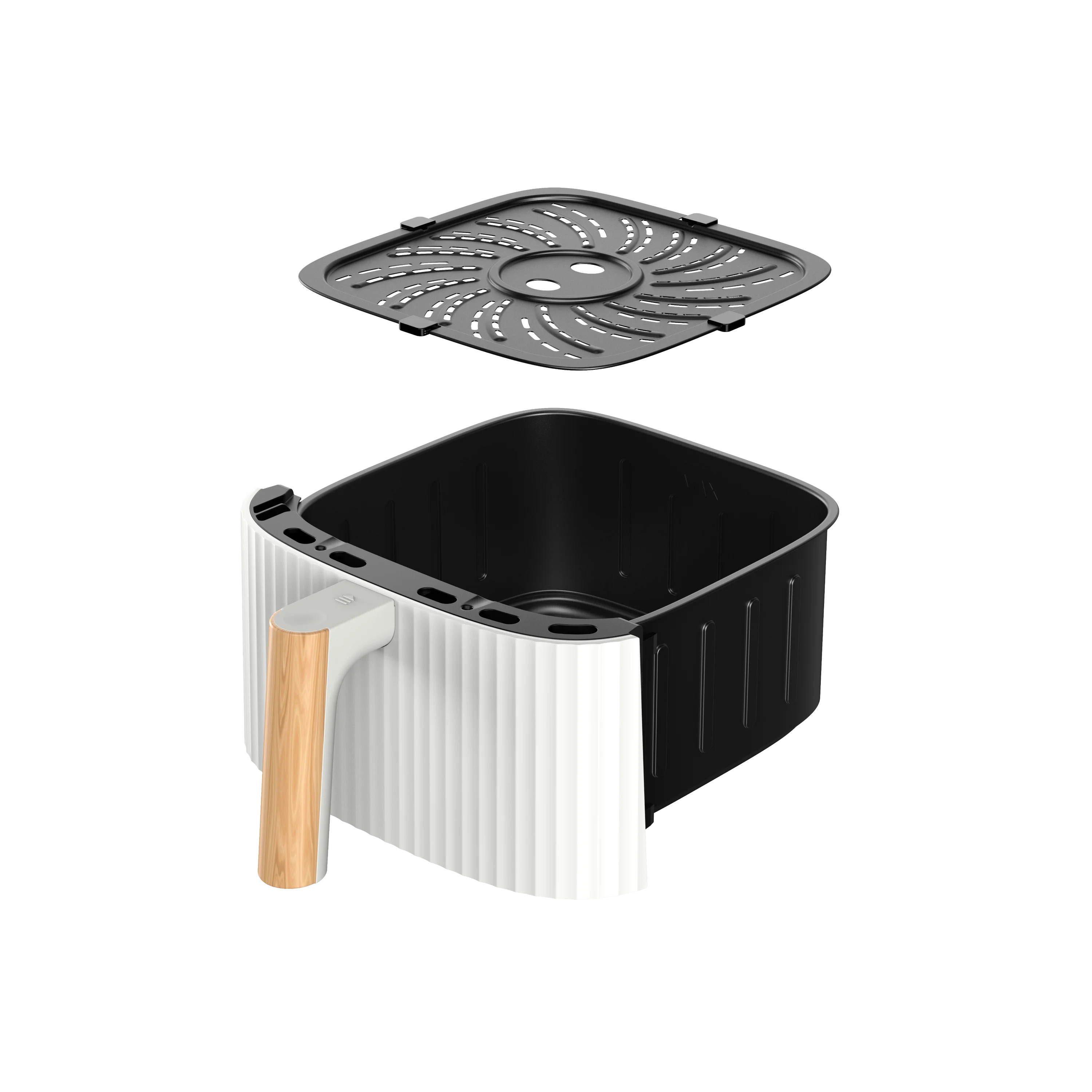 White Electric Air Fryer - Modern Professional Fryer with Auto-Off (5.5L XL Capacity,1500W Rapid Air Technology, 8 Preset Menus）