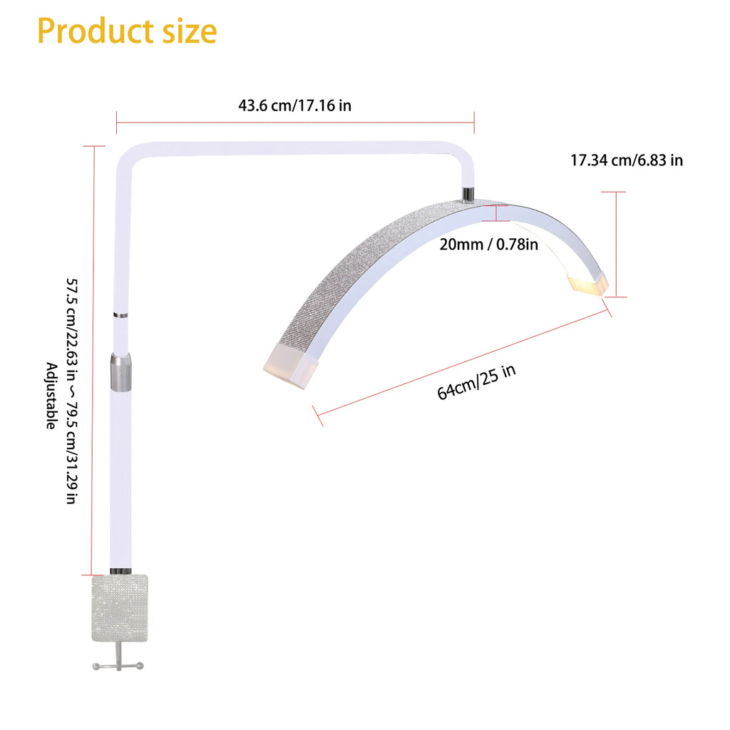 FOSOTO 40W Half-Moon light Led Nail Lamp Desktop Arch Ring Led Lights Manicure Lamp Nail Art Light for Tattoo Beauty Salon