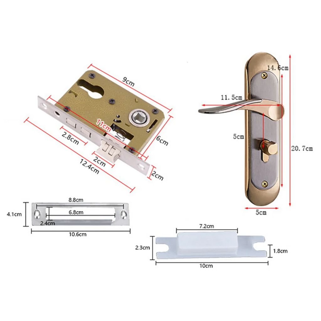 Indoor Household Door Handle for Home with Security Lock Key Set Aluminum Alloy