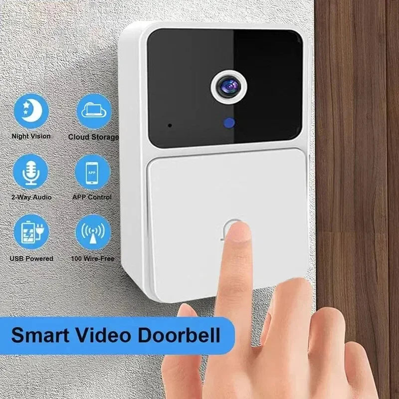 WiFi Video Doorbell Camera Wireless Night Vision HD Smart Home Doorbell Two Way Audio Voice Changer Security Alerts