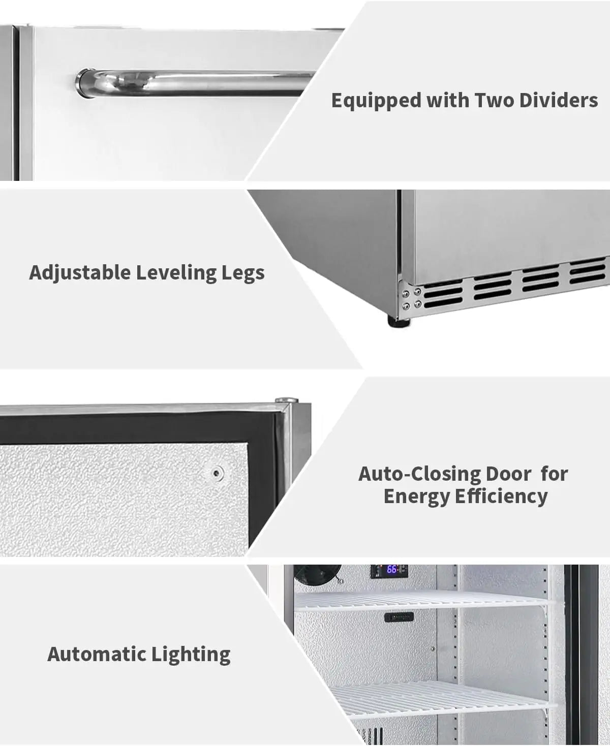 HCK 24 Inch Under Counter Refrigerator, Outdoor Refrigerator with Double Drawer for Patio & Kitchen, Weatherproof Outdoor Fridge