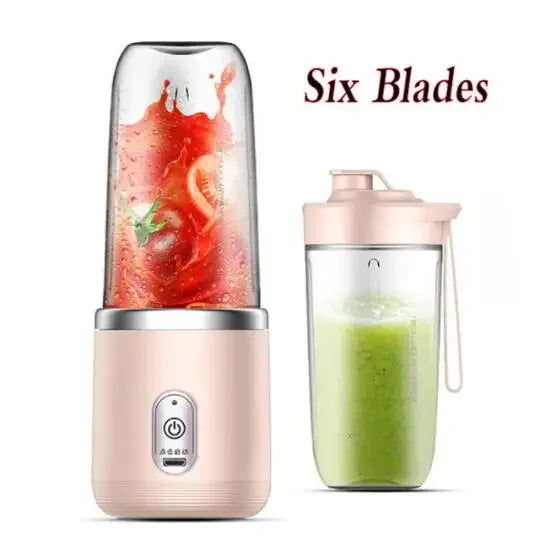 6 Blades Electric Juicer Cup 2 Cups For Travel Portable Juicer Mixer Usb Charge Fresh Fruit Juice Personal Blender Smoothie